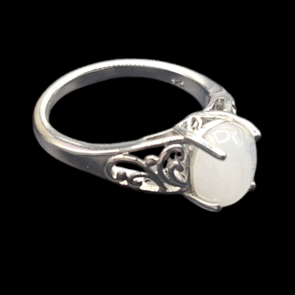 Rainbow Moonstone Solitaire Ring - Picture 4 of 7